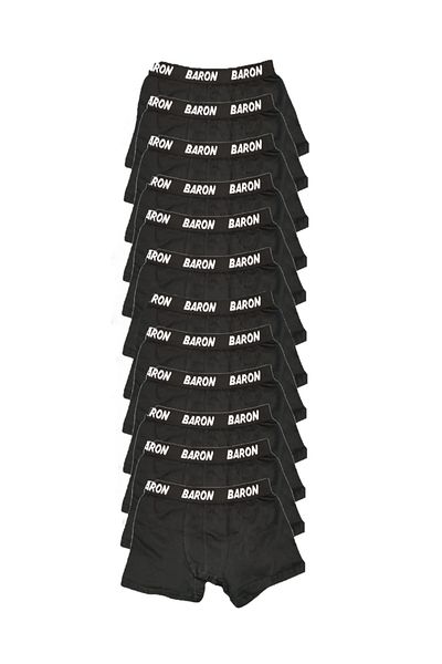 PİERLES 12 Τεμάχια Μαύρο Lycra Οικονομικό Boxer Short