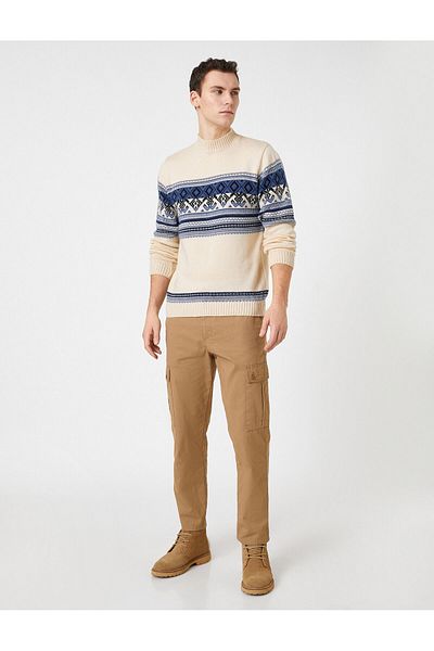 Koton Knitwear Sweater Half Turtleneck Ethnic Themed