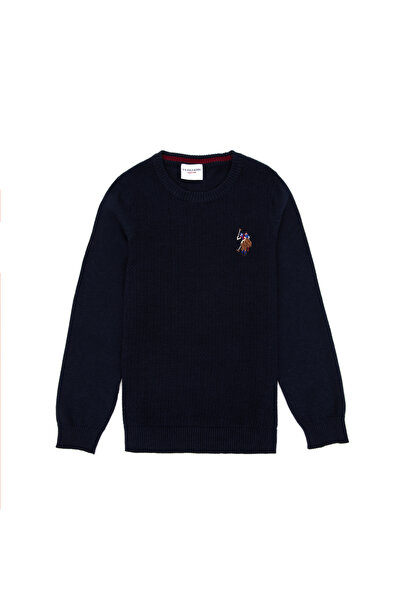 U.S. Polo Assn. سترة للأولاد باللون الأزرق الداكن بياقة دائرية 50288890-VR033