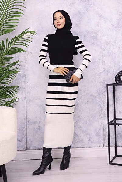 benguen 6041 Turtleneck Knitwear Dress Black