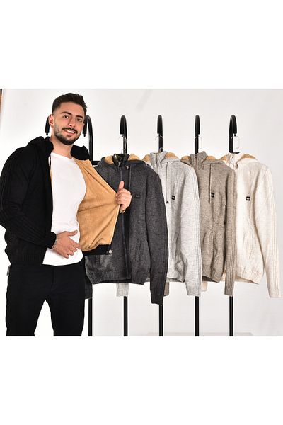 BAYMAN Men's Fleece Knitted Coat