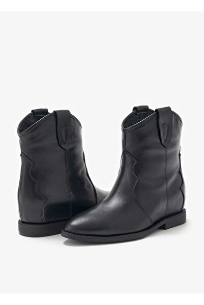 Rugano Monci Siyah Hakiki Deri Kadın Gizli Topuk Bot