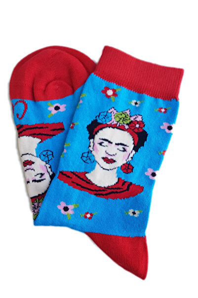 daphne studio Taco Fastfood - Розово-лилави дамски чорапи с мотив риба, унисекс, под коляното