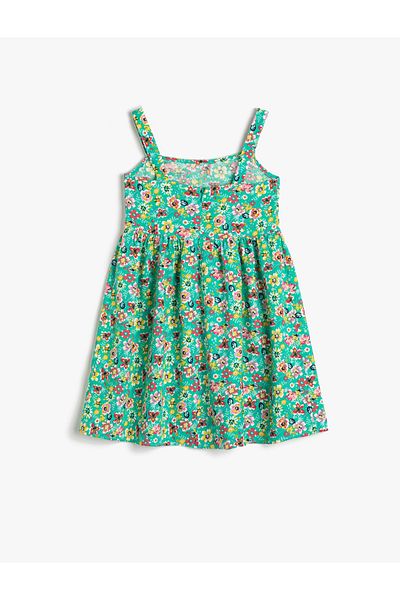 Koton Μίντι Φόρεμα Floral λουράκι Loose Fit Ύφασμα βισκόζης
