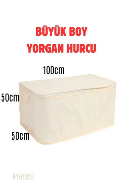 Krem Renk Büyük Boy Yorgan Döşek Yatak Hurcu Kalın Tela Kumaş 100x50x50 cm