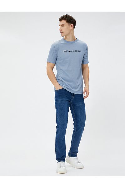 Koton Slim Fit T-Shirt Printed Short Sleeve Crew Neck