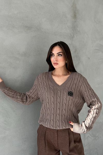 Seda Yalçın Atelier Mink Logo V-Neck Hair Knit Knitwear Sweater