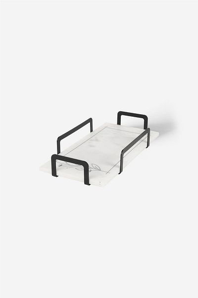 Rarart Concept Botanica Metal & Marble Stylish Presentation and Serving Tray - Linear Leaf