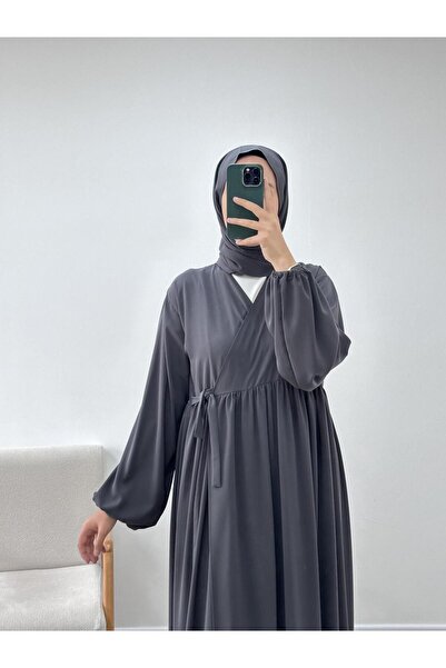 CHUL KRUVAZE YAKA FERACE -FÜME - GENİŞ BEDEN ARALIĞI