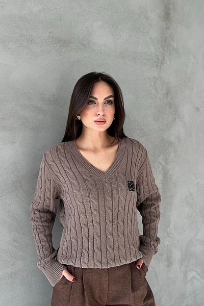 Seda Yalçın Atelier Mink Logo V-Neck Hair Knit Knitwear Sweater