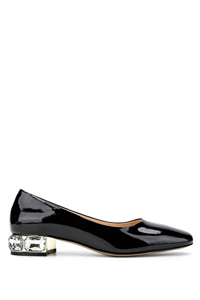 Tamer Tanca Kadın Hakiki Deri Siyah Rugan Topuklu Ayakkabı