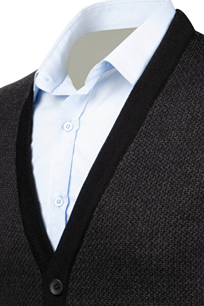 Çizgi Triko Смугастий трикотажний чоловічий жилет з V-подібним коміром, на ґудзиках, з візерунком, класичний крій 5014LB