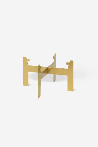 Rarart Concept Gold Metal Dekoratif Mini Sehpa - Yüksek Sunum Standı - Ince Desen Bloem
