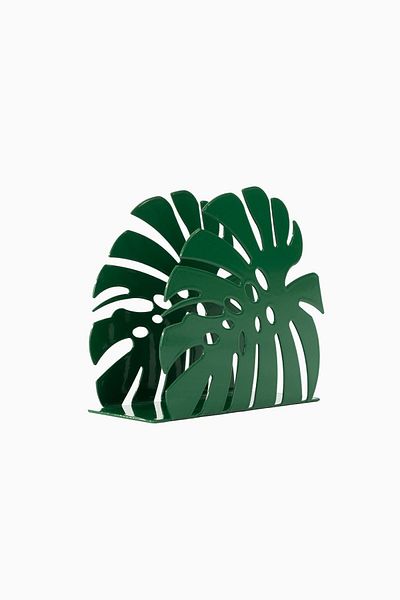 Rarart Concept Green Leaf Shaped Natural Looking Napkin Holder - Desktop 12x4x10 Cm