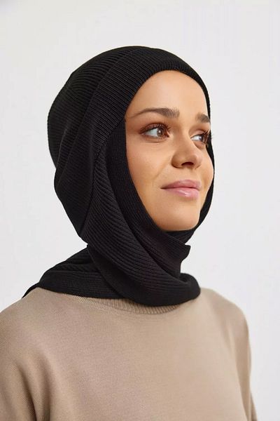 REMSA Tricotaj din bumbac Beretă cu eșarfă 778 Negru