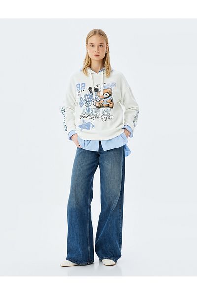Koton Ktn - College Printed Oversize mikina s kapucí