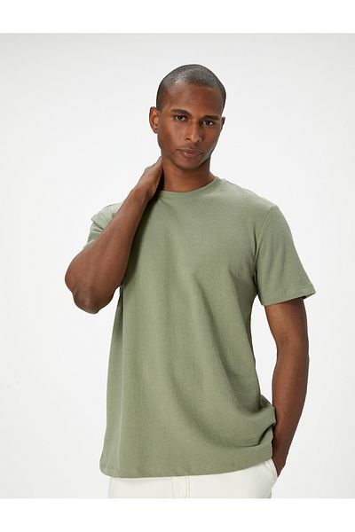 Koton Μπλουζάκι με κοντό μανίκι Crew Neck Basic - Label Printed, Textured