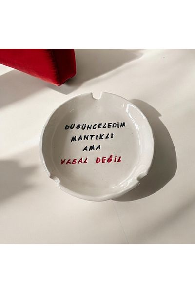 HAB TRADE Handmade Ceramic Ashtray with Motto