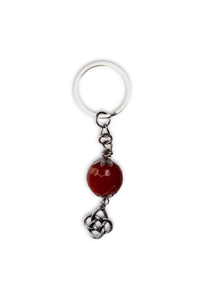 Pozitif Doğal Taş Facet Cut Agate Stone Keychain 106-3