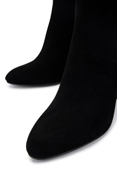 Tamer Tanca Kadın Hakiki Deri Siyah Süet Topuklu Bot