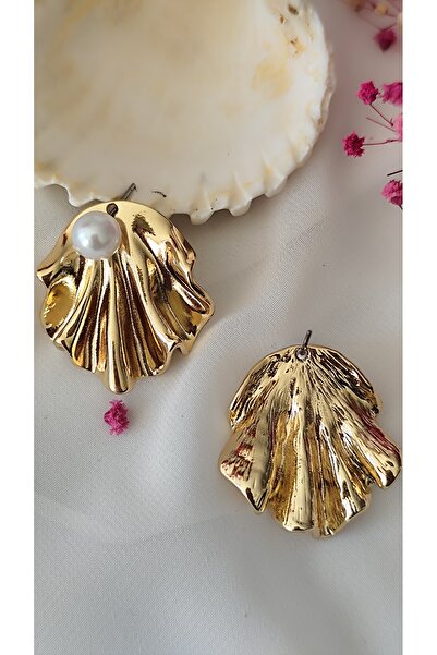 İPAR AKSESUAR Pearl Cover Metal Gold Earring