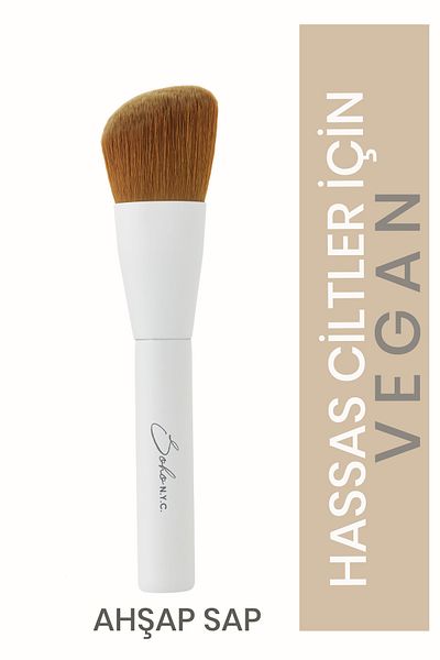 Soho N.Y.C. Vegan Angled Face Contour Makeup Brush-v704-wooden Handle 14cm