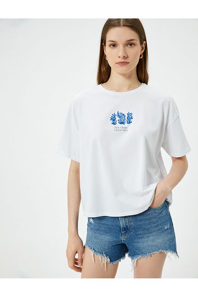 Koton Tricou imprimat cu decolteu - mânecă scurtă, croială standard