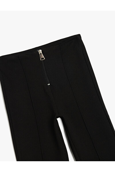 Koton İspanyol Paça Pantolon Cep Detaylı Nervürlü Viskon Karışımlı