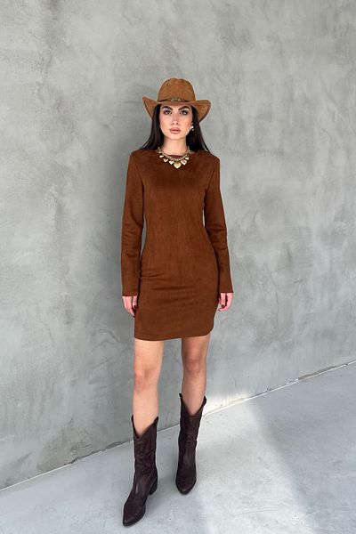Seda Yalçın Atelier Tan Padded Suede Dress