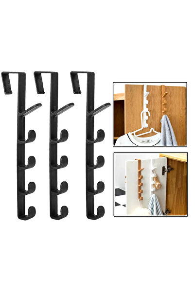 Microcase Taşınabilir Kapı Arkası Dikey 5 Kancalı Takı Eşya Çanta Şapka Kıyafet Askısı-AL4833 3 Adet