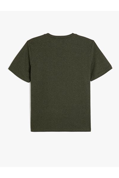 Koton T-Shirt με υφή Crew Neck Basic - Λεπτομέρειες τσέπης, κοντό μανίκι