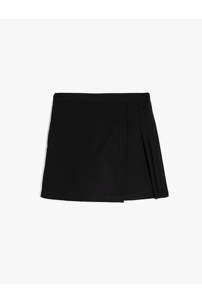 Koton Viscose Mixed - Elastic Waist Shorts Skirt, Pleat Detailed