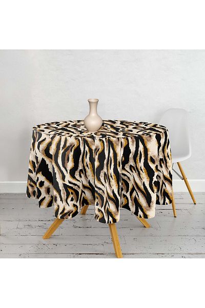 Razz Moda Leopard and Zebra Patterned Digital Printed Round Tablecloth