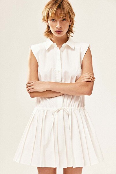 H&M Pleated-skirt shoulder-pad dress