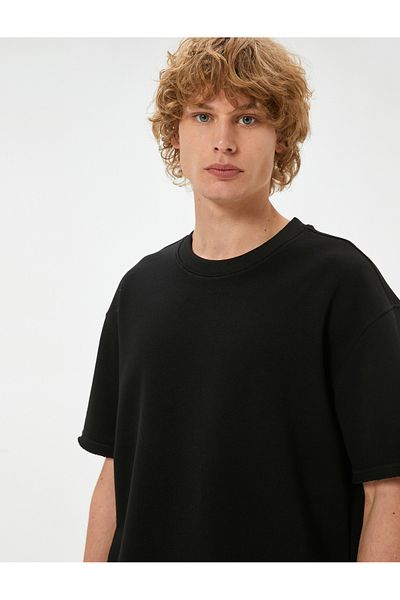 Koton Βαμβακερό μπλουζάκι Crew Neck Oversize - Κοντό μανίκι