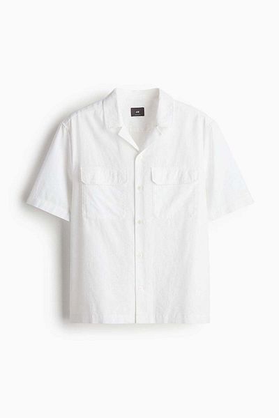 H&M Regular Fit Linen-blend utility shirt