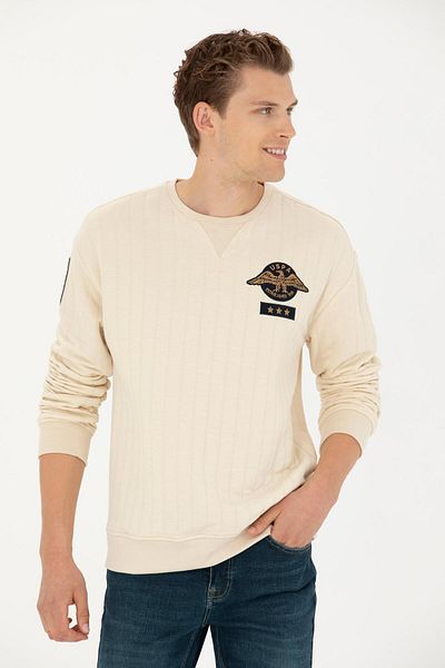 U.S. Polo Assn. Ανδρικό φούτερ σε μπεζ χρώμα