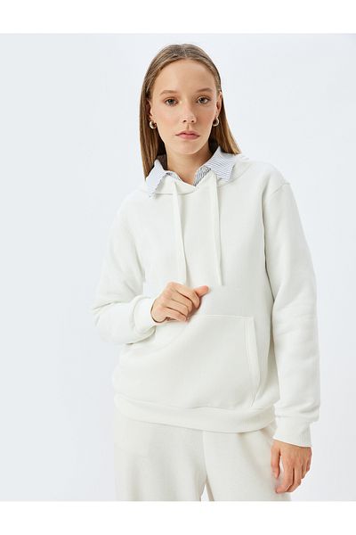 Koton Basic Hooded Kangaroo Pocket Comfortable Fit Sweatshirt