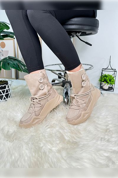 Allyup Imershoes Γυναικείες καθημερινές σουέτ μπότες Bootie Postal Winter με γούνινο εσωτερικό με κορδόνια με κορδόνια, αντιολισθητική ψηλή σόλα