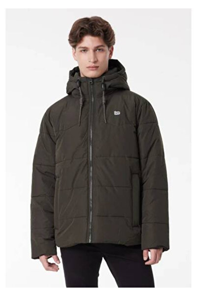 Lee Regular Fit Normal Kesim Kapüşonlu Haki Şişme Mont