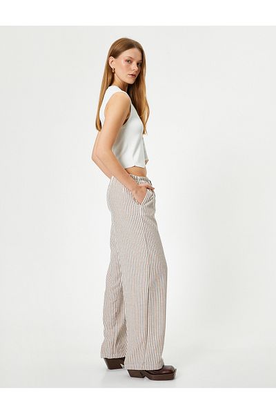 Koton Standard Wide Leg Trousers with Lace-up Pockets