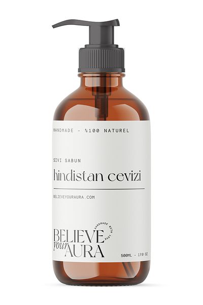Believe Your Aura 100% Natural Coconut Oil Hand and Skin Liquid Soap - E-Vitamin Aloe Vera Shea Butter - 500 ml