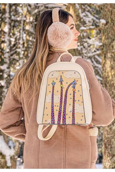 Dogo Rucsac de damă din piele vegană cremă - Sky-high Love Design