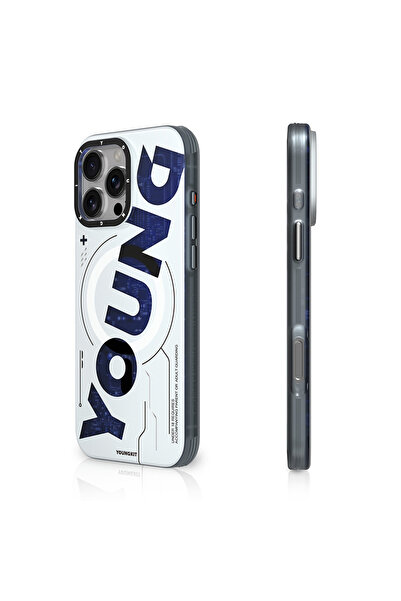 Youngkit iPhone 16 Pro Max Kılıf Magsafe Şarj Özellikli Airbagli Çift Katmanlı Youngkit Future Serisi Mavi