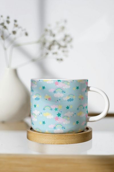 EYBaskı Tasarım White Porcelain Patterned Nescafe Cup