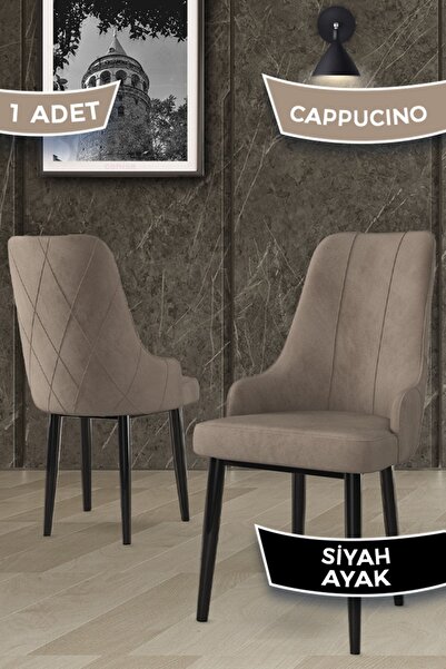 Canisa Trex Serisi 1.sınıf Babyface Kumaş 1 Adet Cappucino Sandalye Siyah Met...
