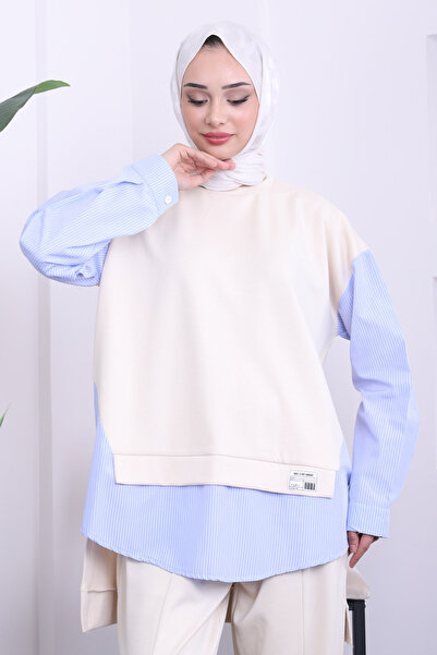 İmajButik Cream Shirt Garnished Pants Suit