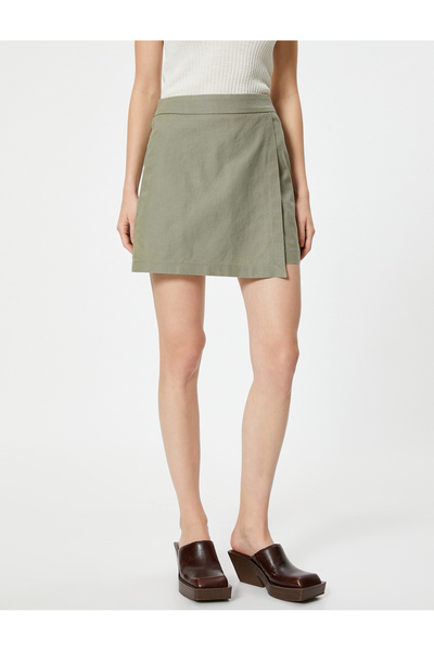 Koton Mini Şort Etek Keten Karışımlı