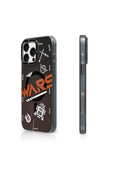 Youngkit iPhone 16 Pro Max Kılıf Magsafe Özellikli Airbagli Hologram Youngkit Interstellar Seri Siyah-Turuncu