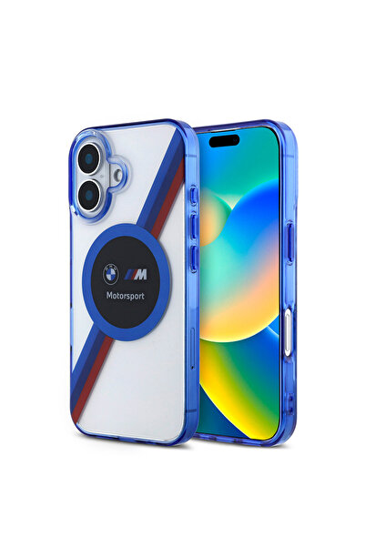 BMW iPhone 16 uyumlu Kılıf BMW Lisanslı  M Logolu Üç Renk Çizgili Motorsport ...